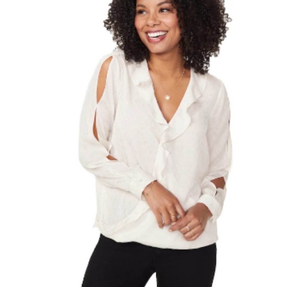 NYDJ Flounce Crossover Blouse Size NWT